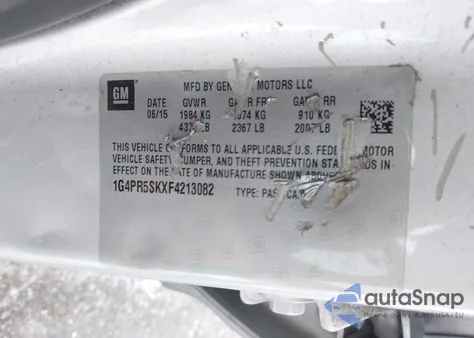 2015 Buick Verano Convenience Group from USA, damaged, VIN 1G4PR5SKXF4213082